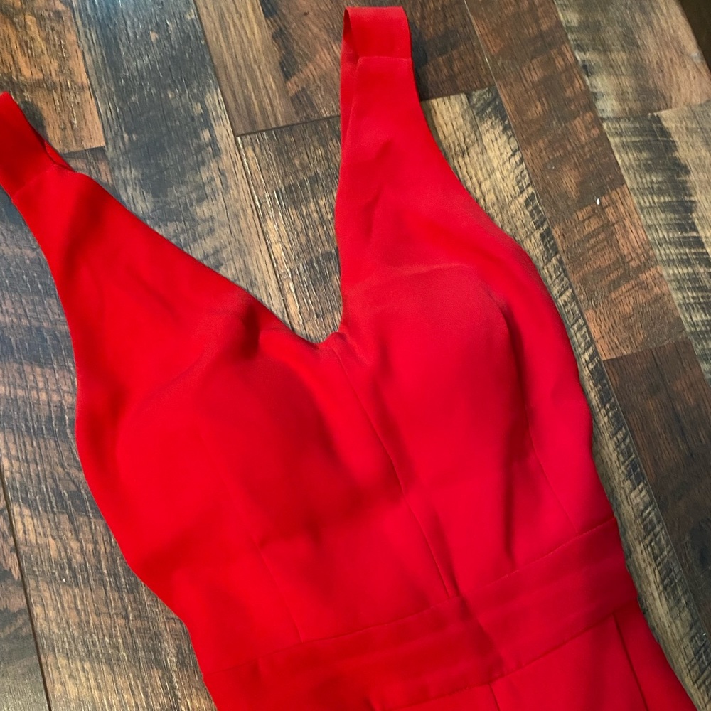 Tahari Red Jumpsuit with Crisscross Back Size 8